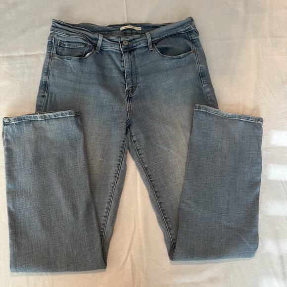 levis 505 jeans womens size 14 straight leg stretch mid rise denim blue - Picture 1 of 8